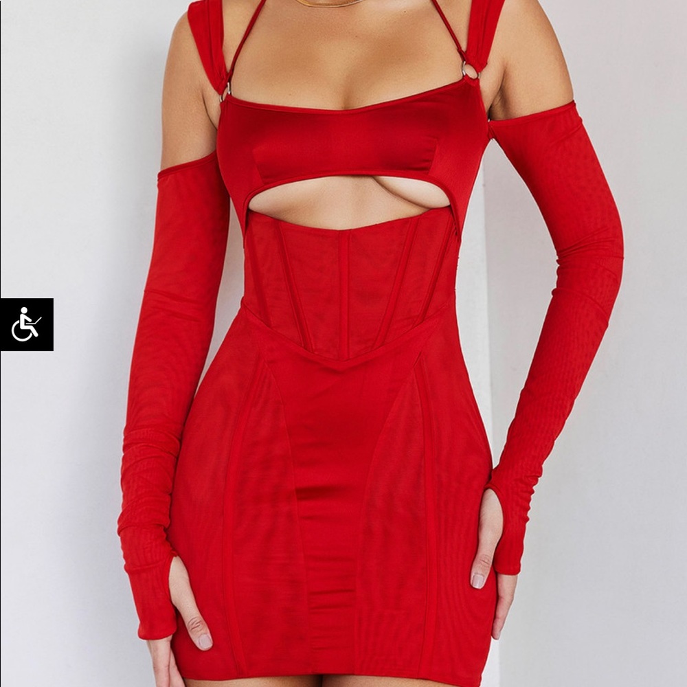 Mistress Rocks 'MON AMOUR'
Scarlett Red Mesh Cutout Mini Dress